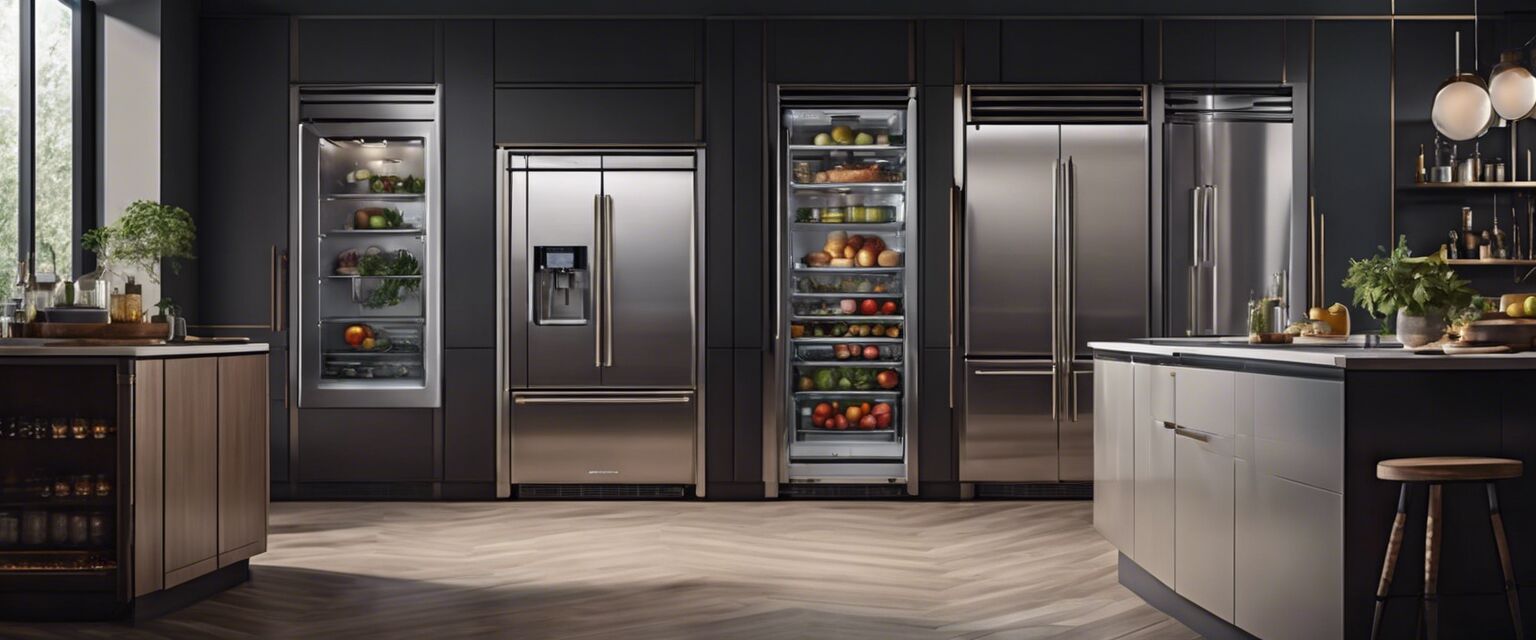 Different designs of professional refrigerators